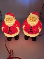 1950s General Products Royalite Plastic Light Up Santa Claus Pair VTG Patina picture