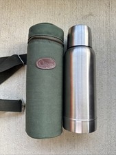 Vintage Orvis Stainless Steel Vacuum Thermos with Canvas Carrying Case picture