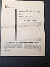 1947 Magnavox CR-199 Radio Chassis Service Bulletin No 1259 Original Vintage picture