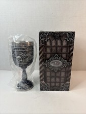 Ebros Occult Gothic Alchemy Ouija Spirit Board Skulls Baroque Wine Goblet 7oz picture