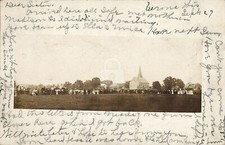 Crowd outside of church, Brooklyn, WI c.1905 RPPC Photo Postcard Copy picture