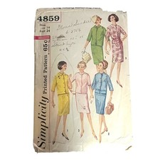 1960s Simplicity 4859 Jackie Style Suit Jacket Skirt Pattern Sz 14 B34 Complete picture