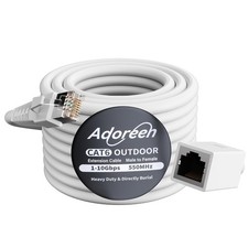Adoreen Cat 6 Outdoor Ethernet Extension Cable 100 Ft White, High Speed Male ... picture