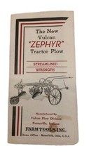 Vtg 1939 Vulcan Zephyr Tractor Plow Fold Out Color Poster  Brochure Mansfield Oh picture