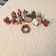 Lot of 12 Resin Miniature Christmas Ornaments Snowman Teddy Bear Nutcracker picture