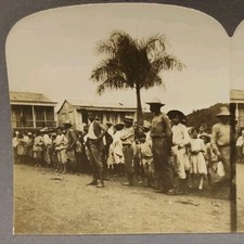 Private Stereoview Photo 1911 Puerto Rico Rural School Native Students Vtg #17 picture