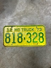 Vintage 1973 Missouri Truck MO Truck License Plate  818-328 picture