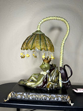 Sleeping king frog table lamp tested and working great. Please read description. picture