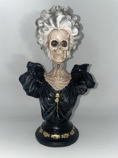 Skeleton Skull Bust Halloween Tabletop Décor 9” Old Lady Witch Victorian Gothic picture