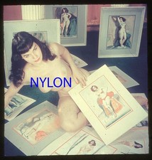 RARE VINTAGE 1950s 3-D STEREO COLOR SLIDE OF A NUDE BETTIE PAGE BY ALLEN COBERT picture
