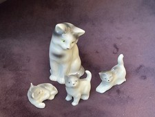 Vintage Ceramic Cat Figurines Lot of 3 Kittens unmarked, 1940s Kitschy Decor picture