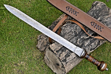 CUSTOM HANDMADE FORGED DAMASCUS STEEL GLADIATOR GLADIUS SWORD WITH SHEATH 2913 picture
