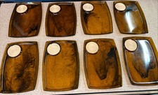 Vintage Mid Century Modern Tortoise Shell Snack Trays with Coaster Set of 8 picture