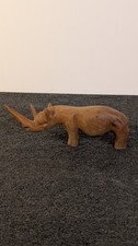 Vintage Wooden Hand Carved Rhino picture