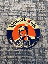 Vintage Mohawk Oils Sign - Gasoline Refining Newark Porcelain Service Ad Sign picture