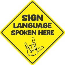 StickerTalk Sign Language Spoken Here Vinyl Sticker 5x5 inches picture