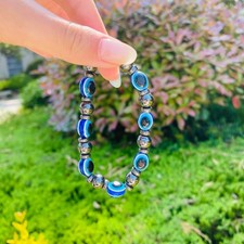 Blue‑Black Evil Eye Hematite Stretch Bracelet Magnetic Reiki Healing Jewelry 1pc picture