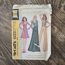 Vintage McCall’s 4223 Sewing Pattern Size 14 Bust 36 Wide Leg Pants Maxi Skirt picture