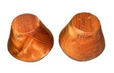 MCM Wood Salt and Pepper Shakers Vintage Space Capsule Shaped S&P picture