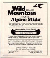 Wild Ski Area Mountain Summer Alpine Slide 1981 MN Ad TAK1-M25 picture
