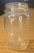 Vintage 1940s Brockway Clear-Vu Mason Pint Jar Clear Glass Canning Fruit Jar picture