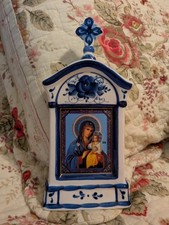 Porcelain Gzhel Shrine Kiot Icon Mother of God Eternal Bloom Orthodox  picture