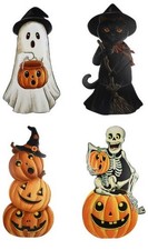 Vintage Inspired Halloween Metal Sign Set (4) Ghost, Cat, Pumpkins and Skeleton picture
