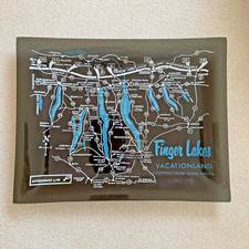 Rare Vintage Glass FINGER LAKES CENTRAL NEW YORK STATE Souvenir Plate 9