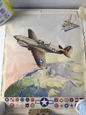 Original Flying Tiger World War II Poster Curtiss Wright 1940s Goldberg WWII P40 picture