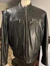 Harley Davidson Winged Embossed Leather Jacket XL Pit Vents Cafe Racer Liner EUC picture