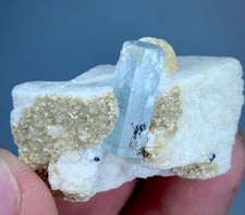 Natural Terminated Aquamarine On Feldspar From Pakistan (12 Grams) picture