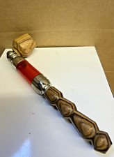 Vtg Unused Rare Deco Brown And Red Wood Pipes 7 Inch Unused 1970's picture