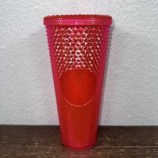 STARBUCKS 2019 Hot Pink Studded Cold Cup Tumbler BLING Venti 24 oz No Straw picture