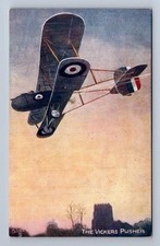 VICKERS PUSHER F.B. 12 AIRPLANE AVIATION WW1 TUCK OILETTE POSTCARD (c.1918) picture