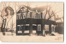 RPPC Big 2 Story House winter scene VTG Postcard KAY2. picture