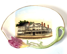 BRUNSWICK MAINE ME Antique Souvenir TONTINE HOTEL FLOWER TRINKET DISH PLATE picture