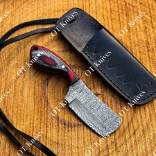 EDC Handmade Full Tang Damascus Steel Bull Cutter Western Cowboy Neck Knife picture