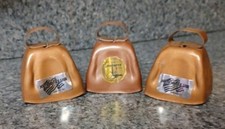 Vintage Lot of 3 Wheeling Jamboree USA Brown Metal Cowbells picture
