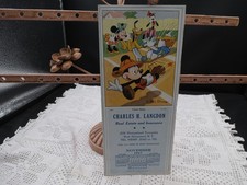 1947 WALT DISNEY MICKEY MOUSE INK BLOTTER CHARLES LANGDON REAL ESTATE CALENDAR  picture