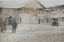 YMCA Parade RPPC 1918 WWI Old West American Flag Old Car Real Photo Postcard picture