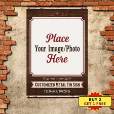 Custom Metal Tin Sign Personalized Photo Text Print Plaque Home Wall Decor picture