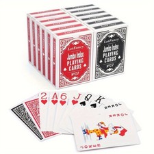 Playing Cards Large Print Jumbo Index 12 Decks of Cards Poker Size 6 Red 6 Black picture