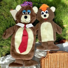 Vtg 60s Yogi Bear Boo-Boo Animal Fair Tissue Box Covers ￼Soft Plush Cartoon 1967 picture