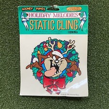 VTG 1995 Looney Tunes Christmas Static Cling Window Decor Tasmanian Holiday picture