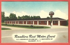 RAMBLERS REST MOTOR COURT, SALISBURY, NORTH CAROLINA - 1940s Linen Postcard picture