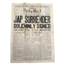 1945 Manila Daily Mail Japan Surrender USS Missouri Yamashita WWII Newspaper  picture