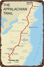 The Appalachian Trail Map Vintage Metal Signs,Hiking Decor Retro Tin Plaque Adve picture