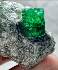 59CT, Natural Super Gemmy TopGreen Emerald Crystal on Matrix From Swat Pakistan picture