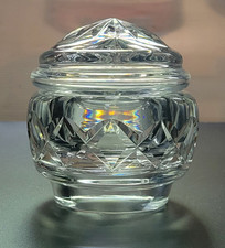 Rare Vtg Waterford Crystal Cut Glass Vanity Powder Jar & Dome Lid Cover, Ireland picture