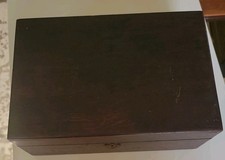 Vintage Antique 1900s Oak Tabletop CIGAR HUMIDOR Box Zinc or Tin Lined picture
